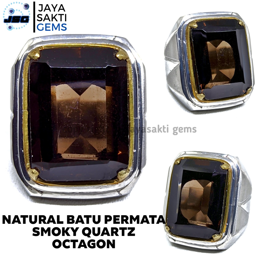 Natural Batu Permata Smoky Quartz Octagon SQO01