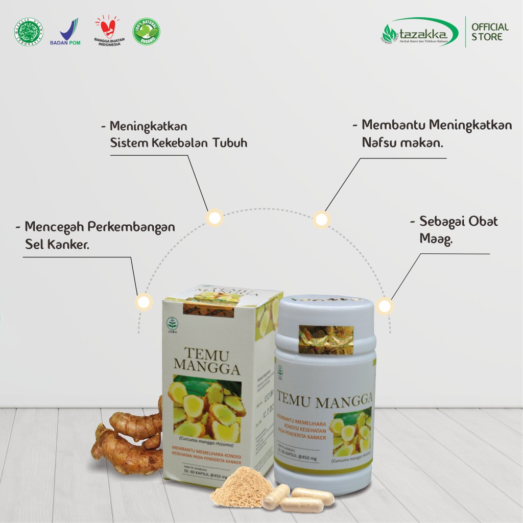 Obat Kanker | Obat Herbal TEMU MANGGA HALAL BPOM ORIGINAL | Kapsul isi 60 | Kapsul Herbal Ekstrak.