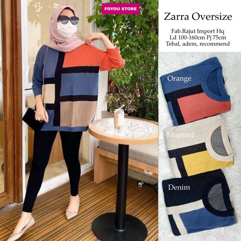 TKG - ZARA ALENKA OVERSIZE Atasan Wanita Kaos Rajut Import Tebal Jumbo Premium by Fashion Solo