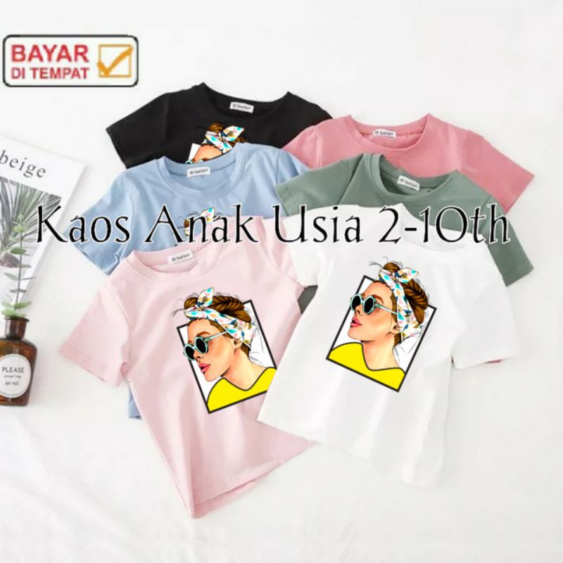 Kaos Anak Perempuan Umur 2 Sampai 10 Tahun Fhoto kacamata T shirt Anak Cewek Baju Anak Anak Kaos Oblong Anak