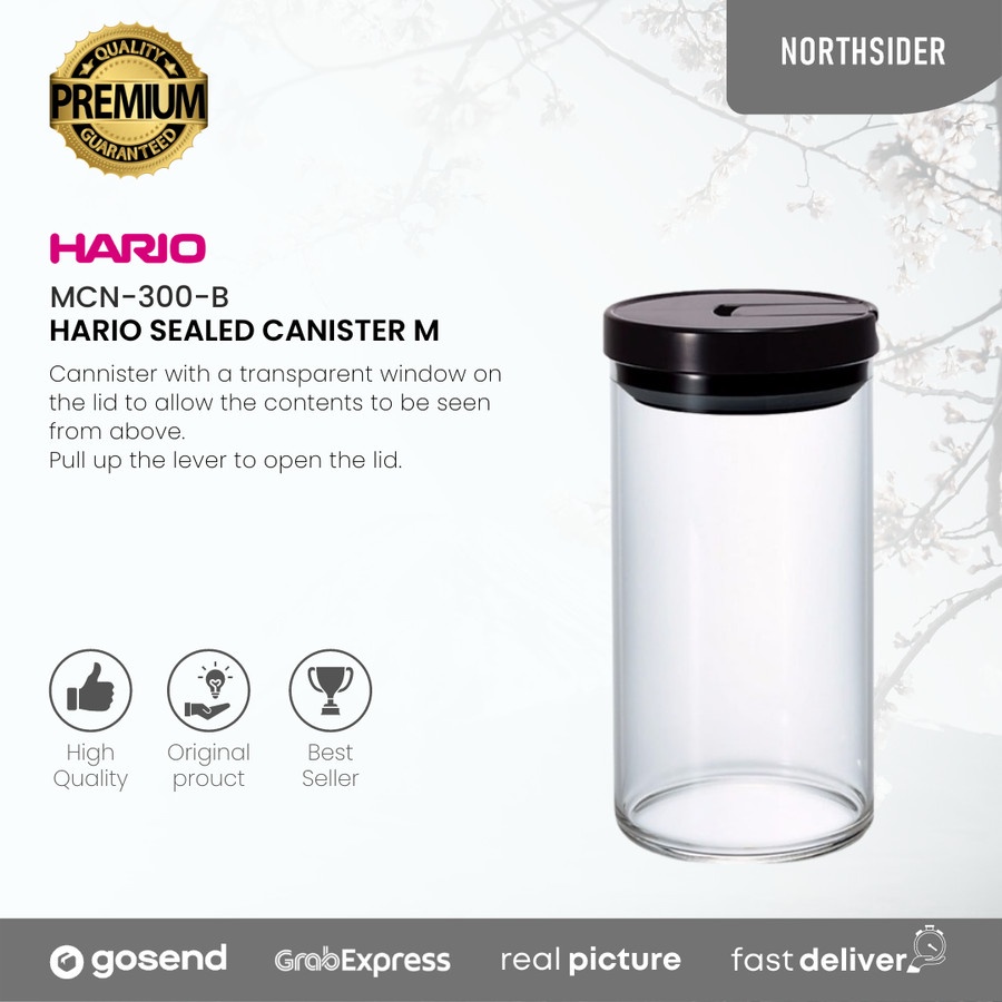 HARIO GLASS CANISTER BLACK 800ML - 1000ML | Snack - Coffee Storage