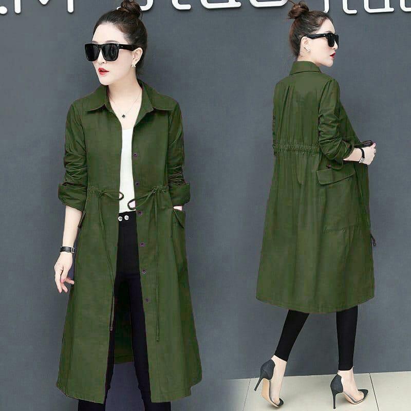 long cardigan katun strech coat lengan panjang all size cardi yolla strecth