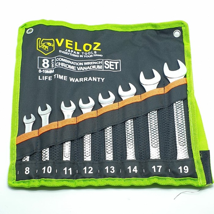 Veloz Kunci Pas Ring Set 8~19mm 8Pcs