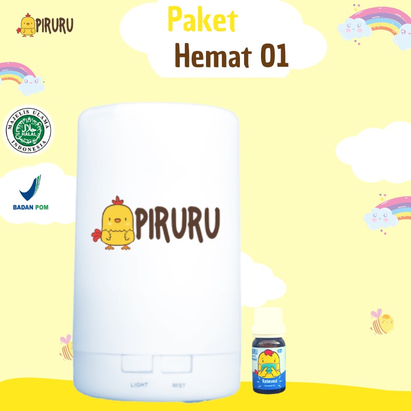 Paket Hemat 1 Piruru Essential Oil Batuk Pilek Diffuser Humidifier Essentials Oil Pure Minyak Esensi