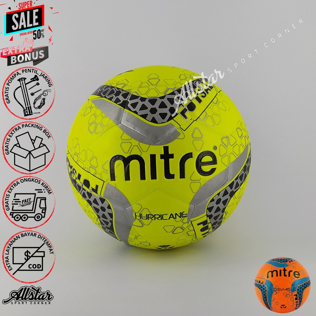 Bola futsal size 4 original mitre cosmic &amp; hurricane