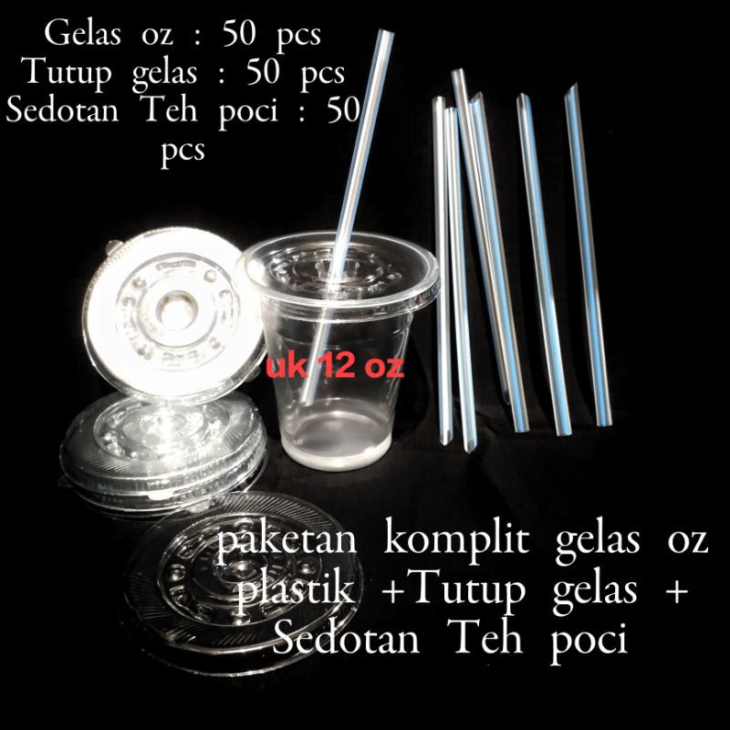 GELAS PLASTIK UK 16OZ - 14OZ- 12OZ( TERMASUK TUTUP DAN SEDOTAN, PLASTIK GELAS/