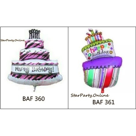 Balon Foil Single Kue Merah /Hijau /Balon Foil Birthday /Balon Kue