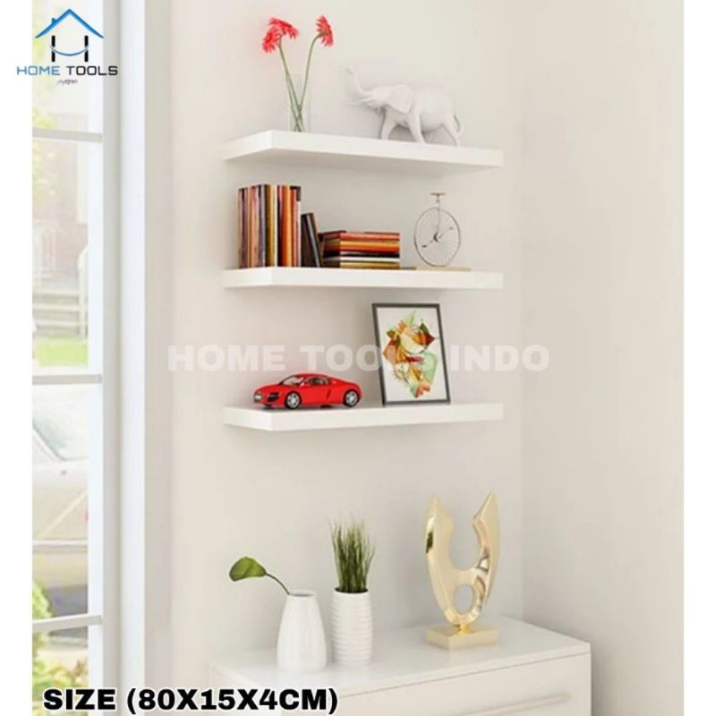 (80X15X4CM) RAK DINDING MINIMALIS DEKORASI DINDING RAK DINDING KAYU HIASAN RUMAH H406