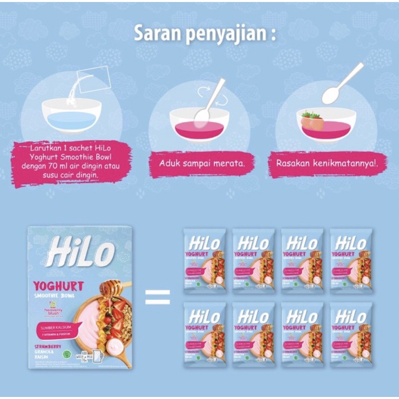 [CASHBACK 5%] HiLo Yoghurt Smoothie Bowl Strawberry 1 Sachet (1 box isi 8 sachet)