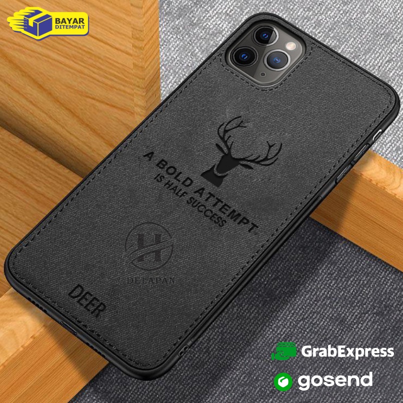 Case Jeans Deer Samsung A12 M12 Casing TPU Cloth Frbric Leather Premium Free Strap Holder