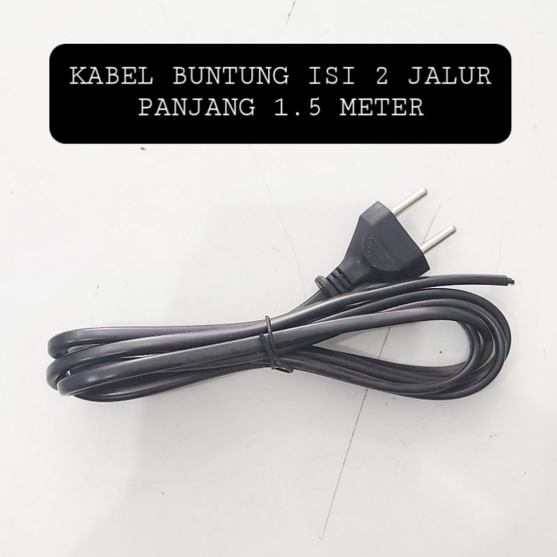 Kabel AC Buntung 2 jalur Panjang 1,5 Meter Hitam