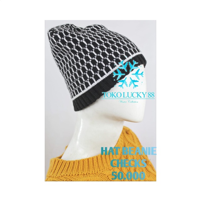 Topi Kupluk Musim Dingin Checks Hat beanie Wool