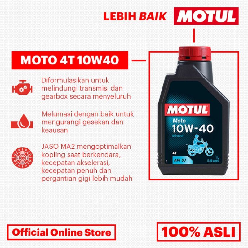 Oli Mesin Motor Motul Moto 4T SAE 10W-40 1L ORIGINAL