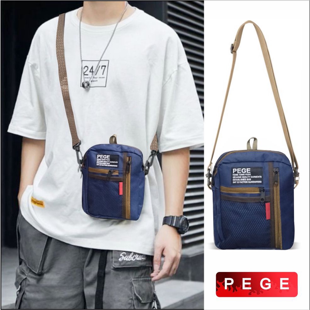 Tas Selempang Kasual Pria Slempang Bahu PEGE Cocok Untuk Sehari Hari Model Praktis Simpel - PG 8898