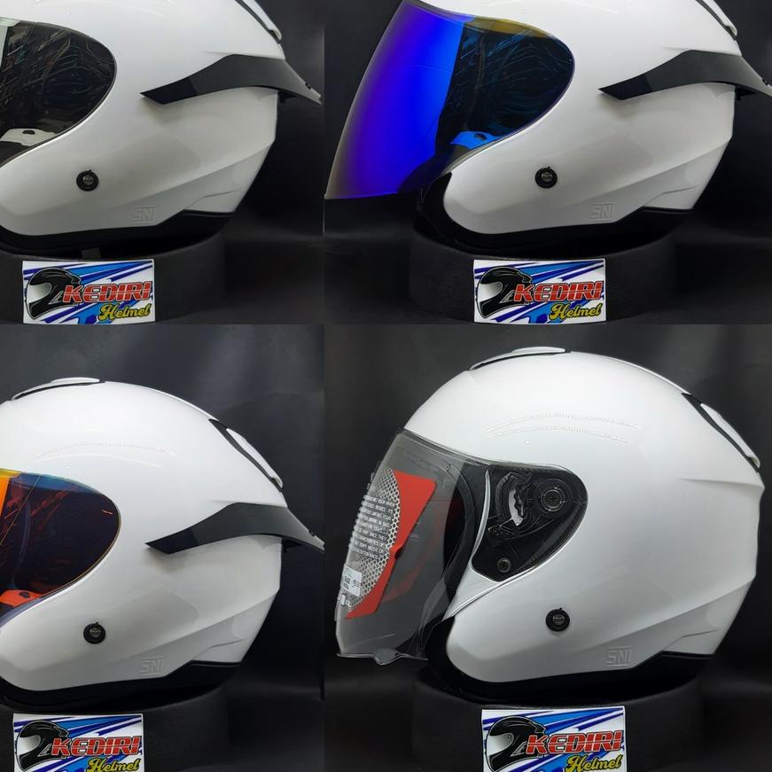 Diskon✔️Helm KYT KYOTO R solid polos half face putih hitam doff grey gorila white original paket gan