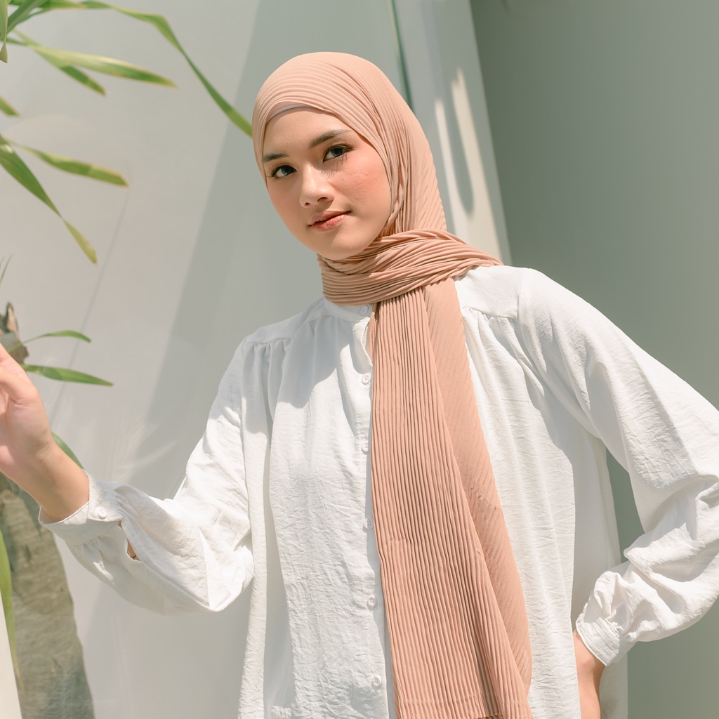 Lozy Hijab - Ayra Pleats Shawl ( Pashmina Full Plisket )-Wheat