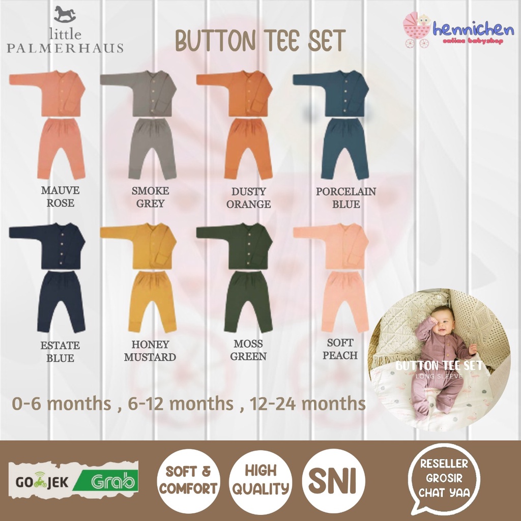 PROMO 7.7 PROMO BAJU LEBARAN Little Palmerhaus Button Tee Long Sleeve Setelan piyama anak  / Setelan baju bayi / baju anak