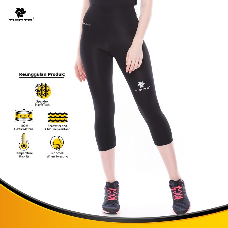 Tiento Baselayer Celana Legging Leging Ketat Olahraga 3/4