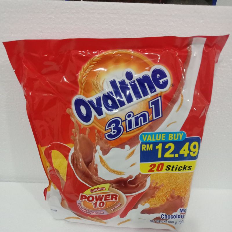 

Ovaltine 3 in 1 chocolate malt malaysia 1pack isi 20 sticks 30x20strik
