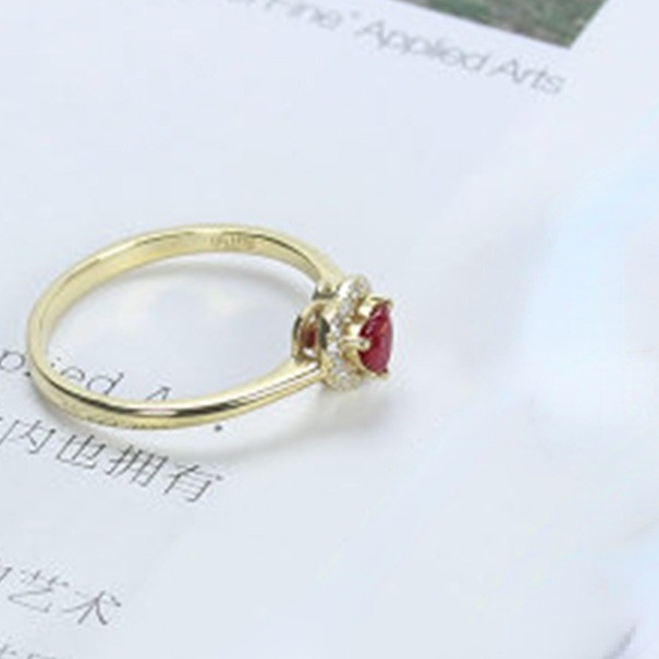 Cincin Lapis Emas Bentuk Hati Aksen Berlian Gaya Korea Untuk Pernikahan