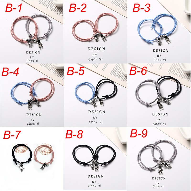 【Ready Stock-COD】2 Pcs Sepasang Gelang Tali Karet Magnet Desain Astronot Untuk Pria Dan Wanita Gelang Magnet