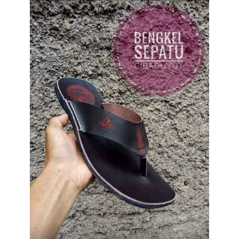 sandal jepit pria full kulit asli