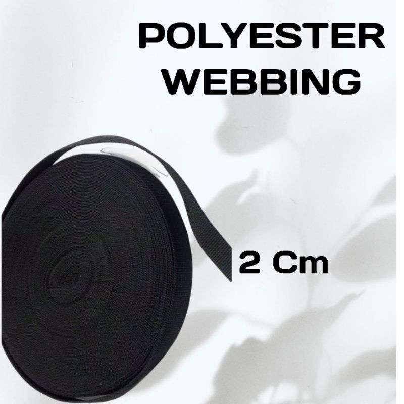 Tali webbing Polyester hitam 2cm /meter