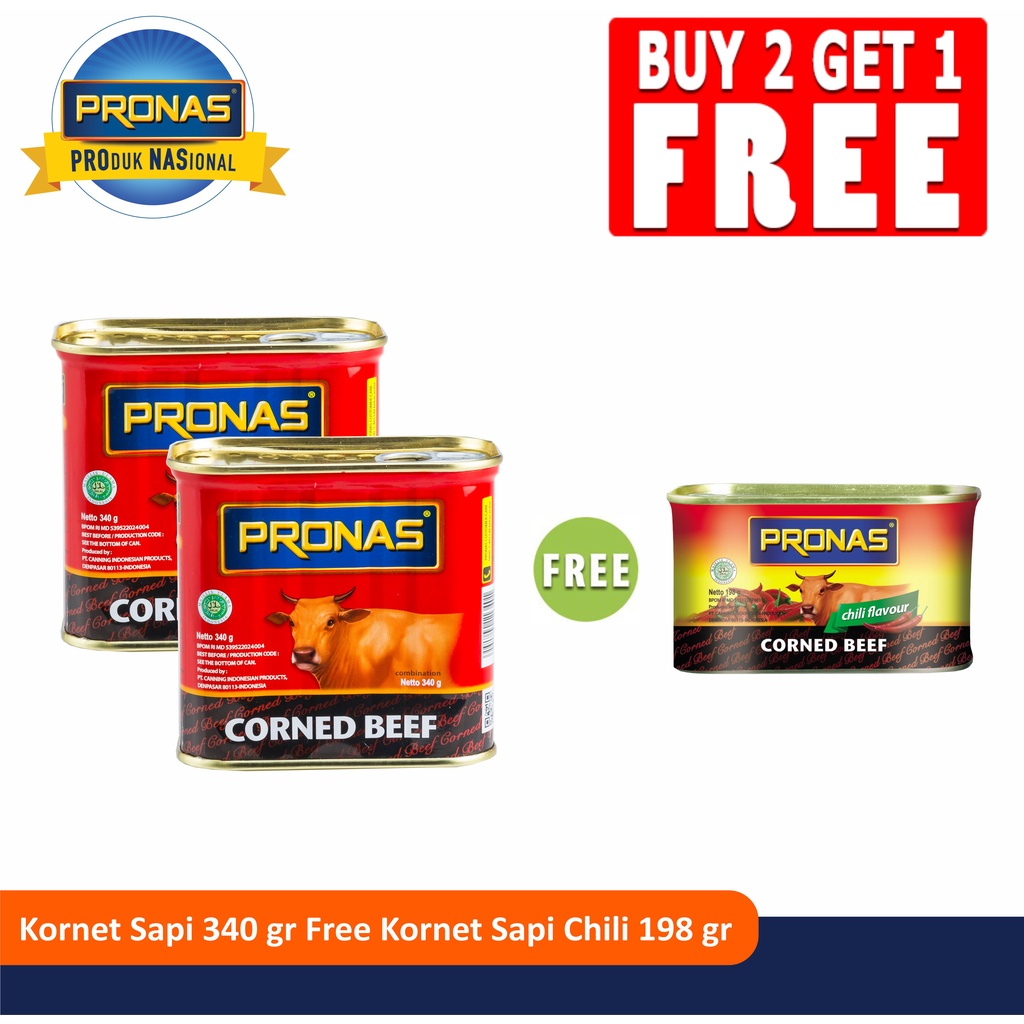 PRONAS Kornet Sapi 340 gr (2pcs) Free Kornet Sapi Chili 198 gr (1pcs)