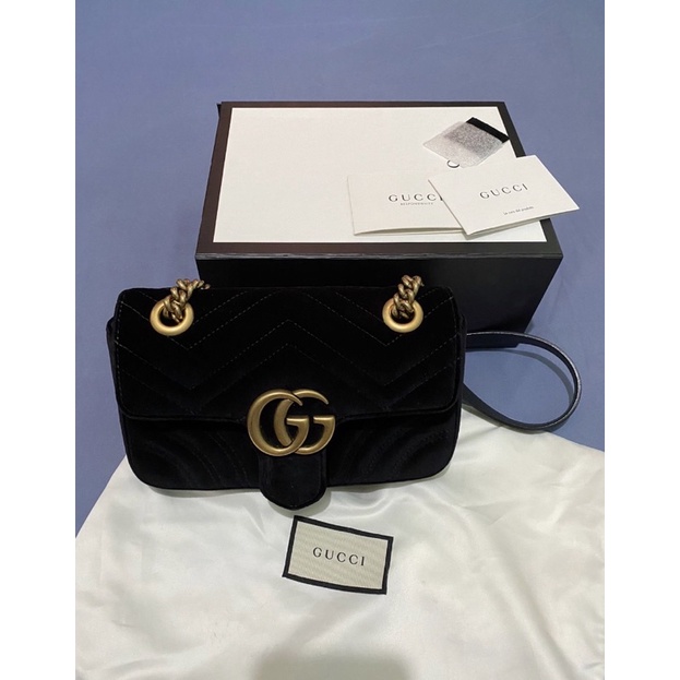 Jual Gucci Marmont Velvet Black (preloved) | Shopee Indonesia