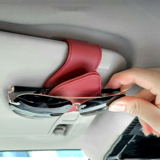 Am-42 Gantungan Kacamata Mobil Klip Kartu Etoll Car Sun Visor holder Car Sunglasses Hanger Bahan Kulit PU Kualitas Premium