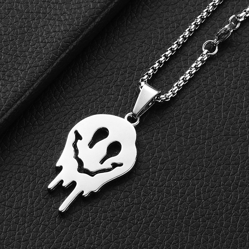 XiaoboACC Kalung Liontin Tengkorak Bahan Stainless Steel Gaya Hip hop - 60CM