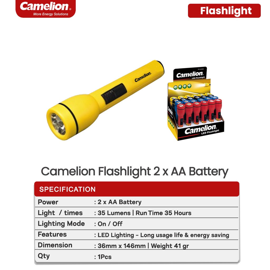 Camelion FL1L Senter LED Flashlight 2 X AA Hemat Energi Tahan Lama