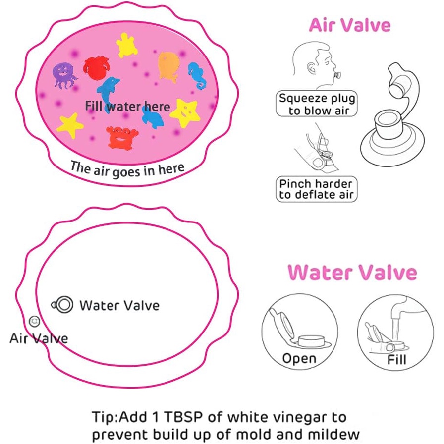 Mainan untuk bayi dan anak-anak usia 6 bulan hingga 2 tahun 76.5*62cm pink laut