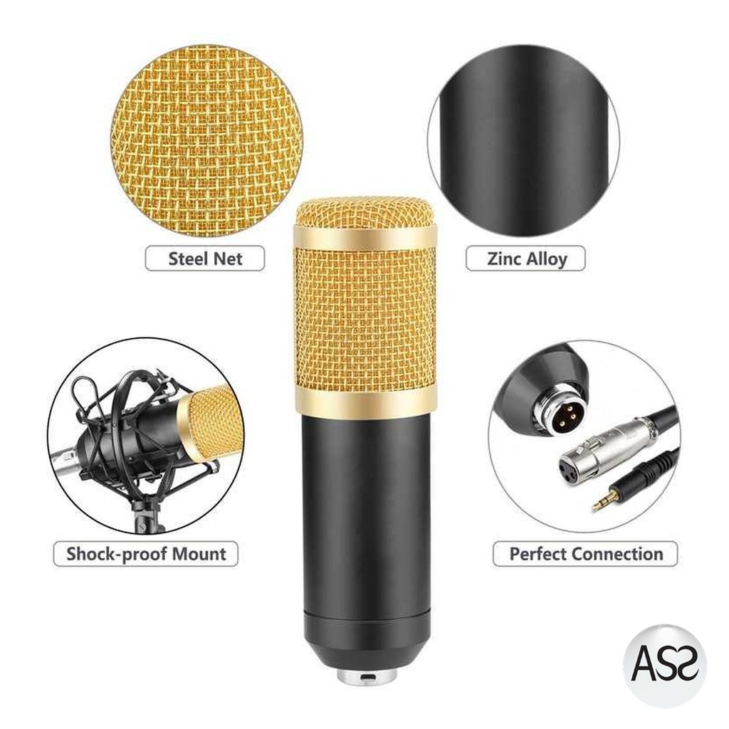 ASS Shop - Condenser Microphone BM-800+Scissor Arm Stand+Phantom Power+SC+Filter