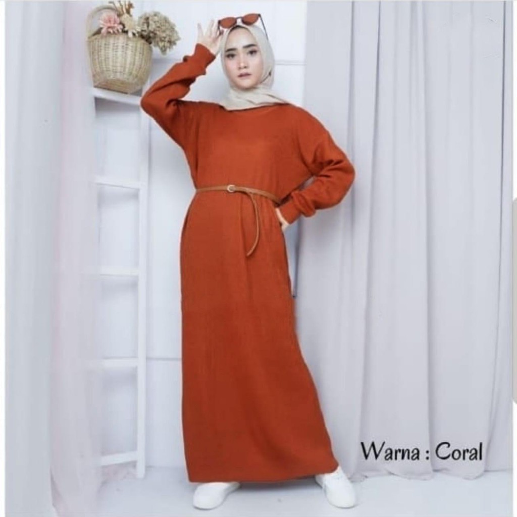 LONG DRESS PREMIUM / MEDARI LONG KNIT / Boxy Dress / Gamis Rajut / Dress Rajut Boxy Rajut