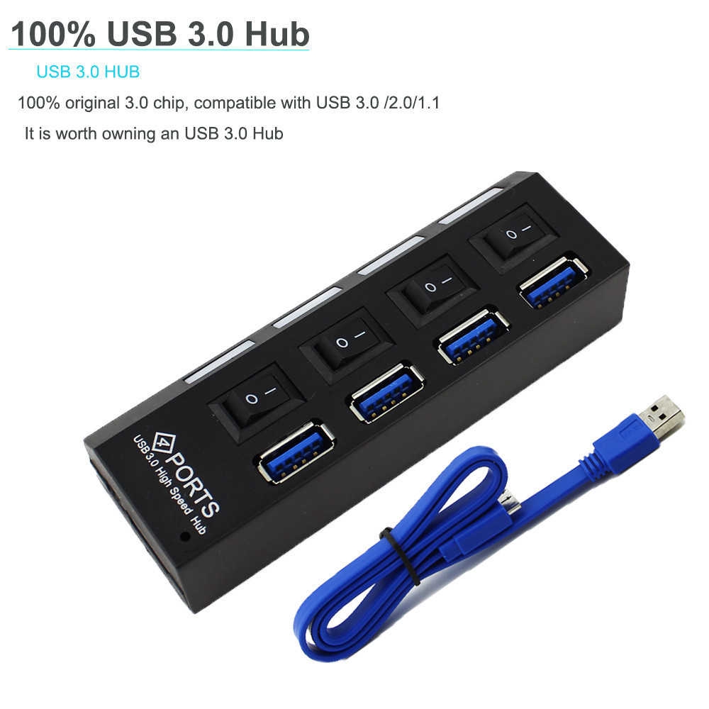 Hub Splitter 4 / 7 Port USB 3.0 Kecepatan Tinggi 5Gbps Untuk Komputer PC