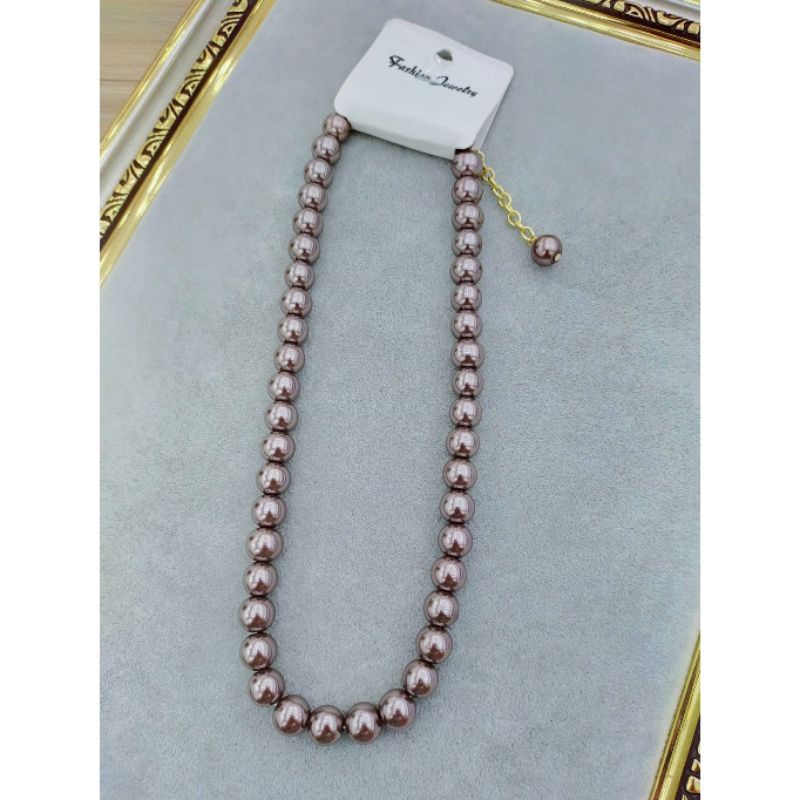 Kalung Premium Mutiara mix Lapis Silver925 perak Mata Kilau Kalung Premium Quality Tidak Karatan Anti Alergi K1130