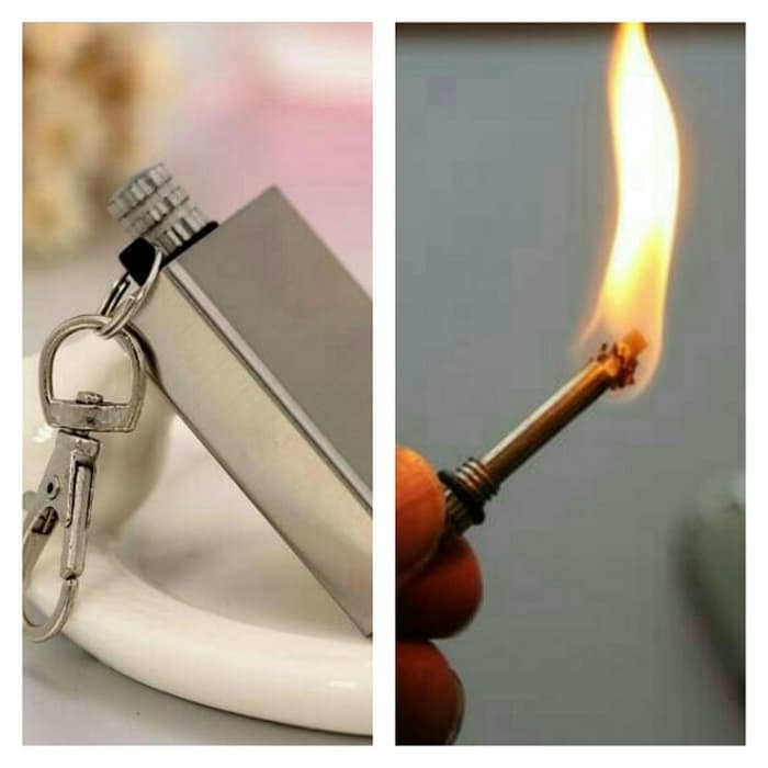 GANTUNGAN KUNCI KOREK API Permanen Survival Matches Minyak Mancis Kecil Lighter Matches Mini