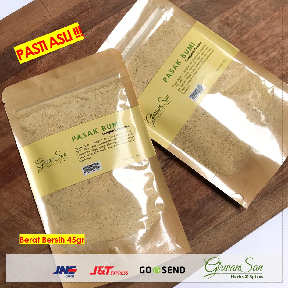 Pasak Bumi Bubuk Original Longjack Grade A Rempah Herbal Kemasan Praktis Pakai Ziplock