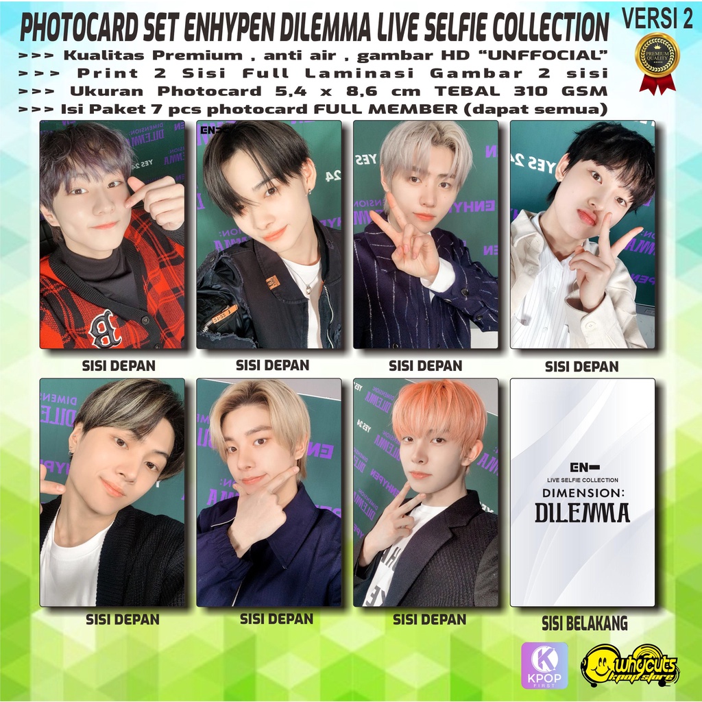 PHOTOCARD FULL SET PREMIUM ENHYPEN DILEMMA LIVE PHOTO SELFIE COLLECTION // FULL PRINT 2 SISI LAMINASI GLOSSY ISI 7 PCS