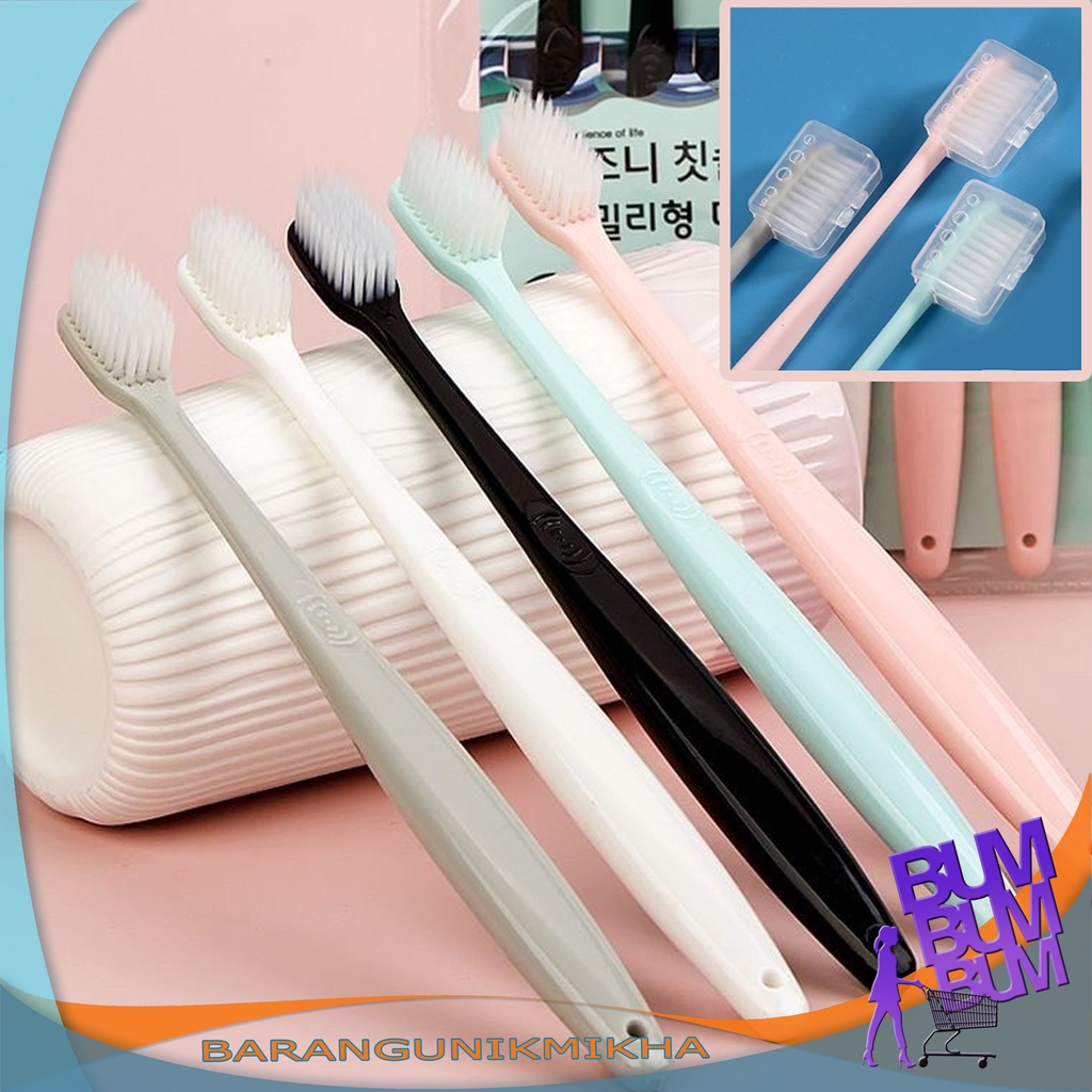 Sikat Gigi Travel / Sekali Pakai SIKAT Gigi Dewasa + TUTUP KEPALA SIKAT - BUM