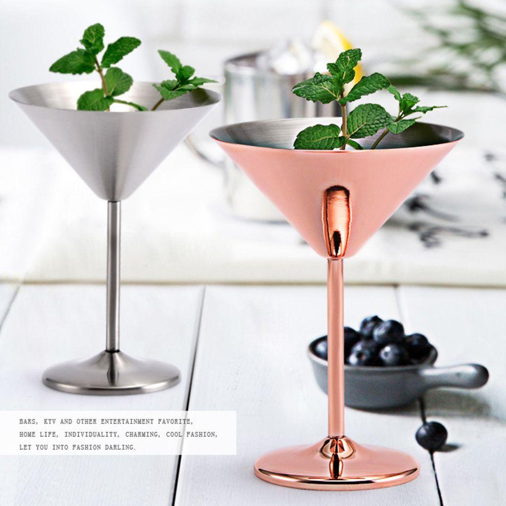 Solighter Goblet Red Wine Glass Cups Bar Alat Stainless Steel Minum Barware Cocktail Wine Segitiga Champagne Cup