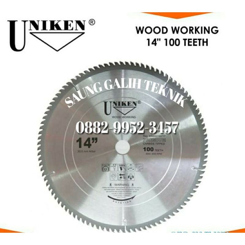 UNIKEN-TCT Saw Blade 14" (350mm) 100TR /Mata Gergaji Kayu/Mata Circle