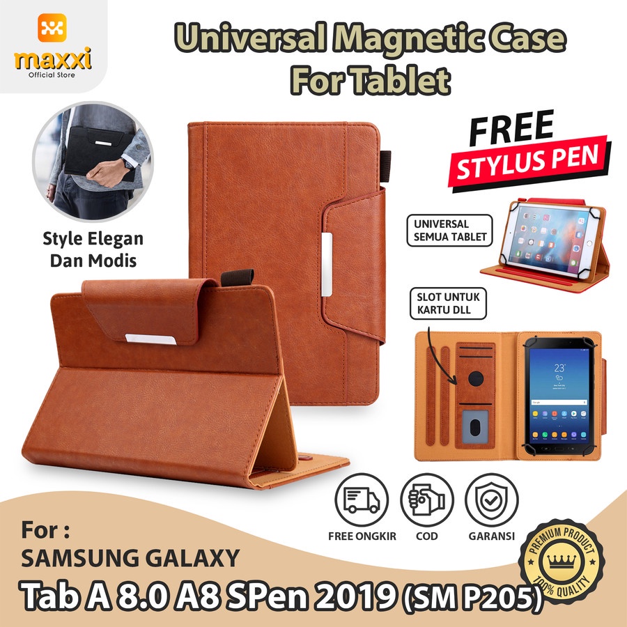 Samsung Tab A 8 A8 S Pen 2019 P205 Tablet Casing Case Leather Magnet