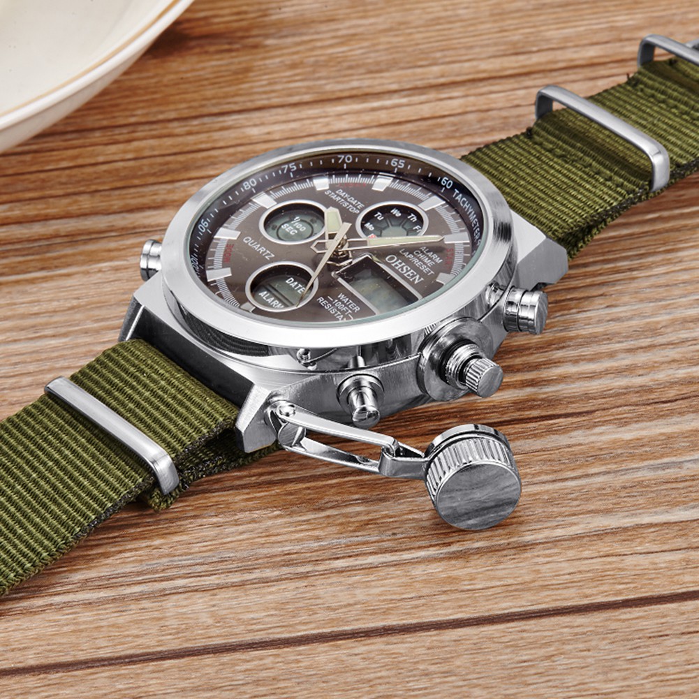 Fashionable OHSEN Sports LED Watch with Canvas Watch Band Original Premium Anti Air Anti Beku