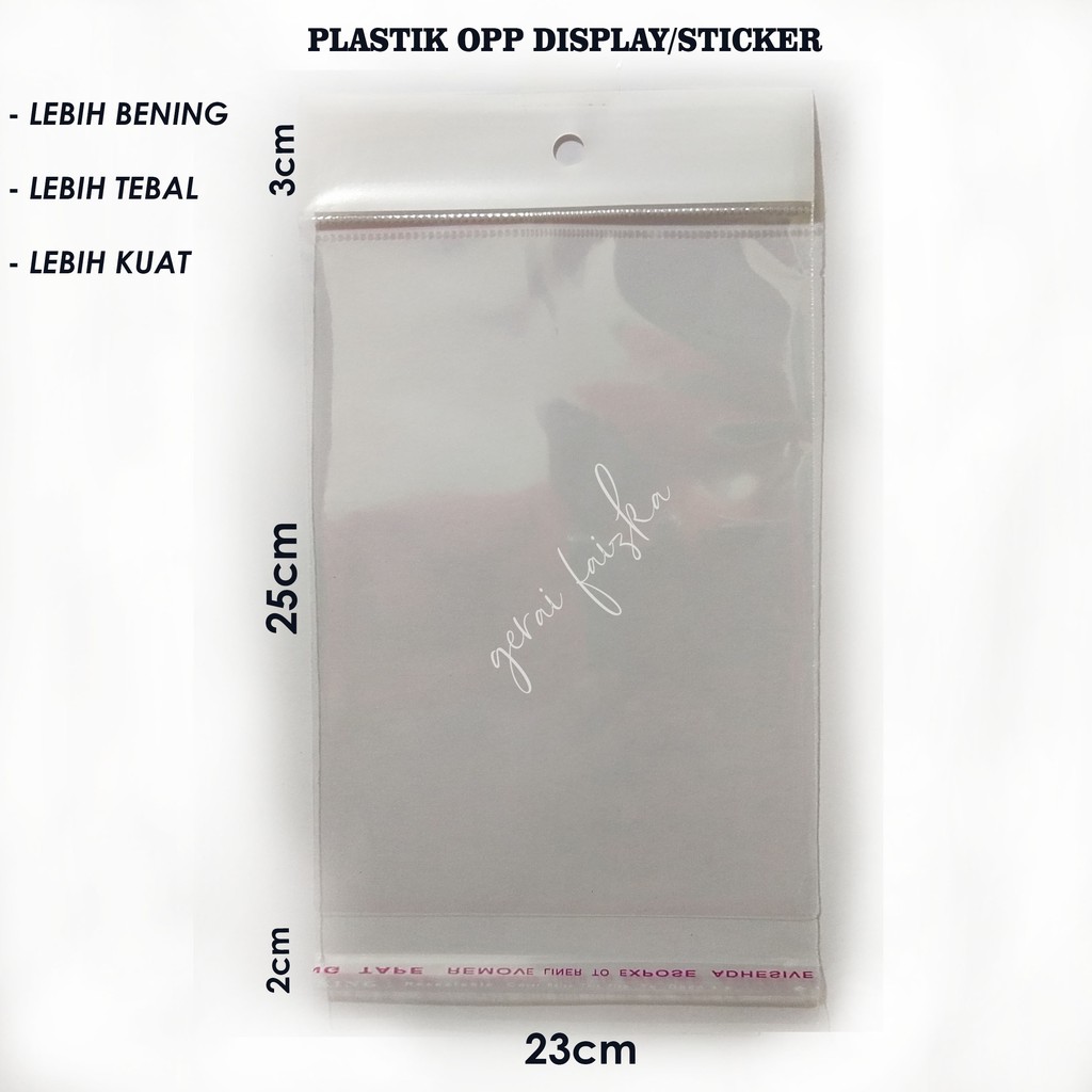 

PLASTIK OPP DISPLAY/STICKER 23X25