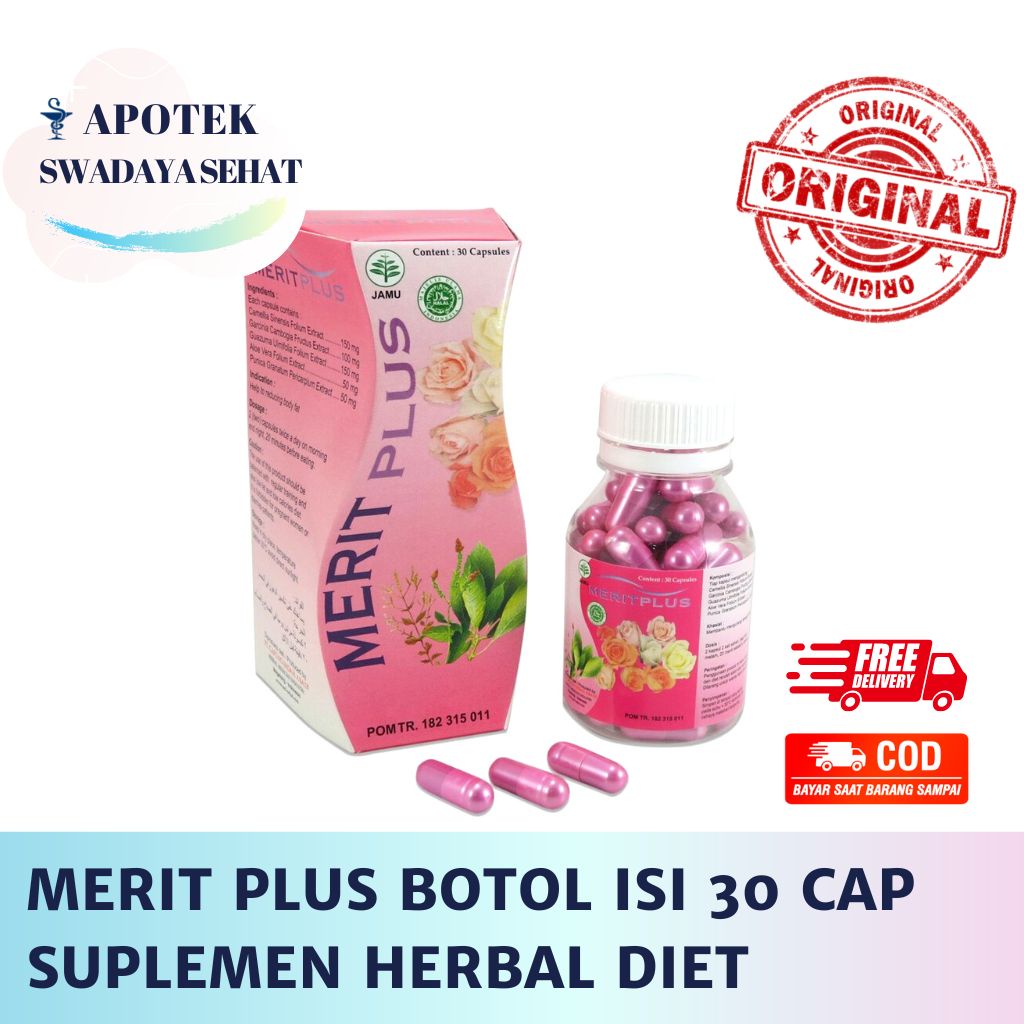 MERIT PLUS Botol Isi 30 Kapsul - Suplemen Diet Membakar Lemak Tablet