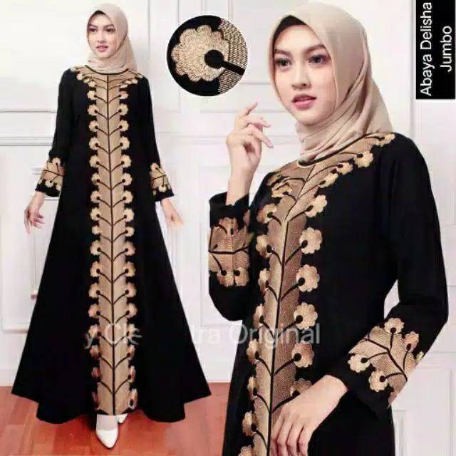 Terbaru Abaya Hitam Turkey Abaya Bordir Bahan JetBlack Lembut  Arab 2021