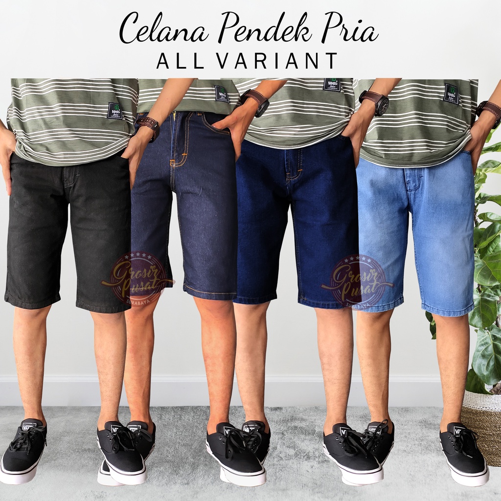 Celana Pendek Jeans Pensil Pria Biru Dongker 27 - 38