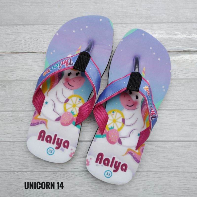 SANDAL CUATOM NAMA KARAKTER UNICORN ANAK/DEWASA |FREE CUSTOM SUKA SUKA